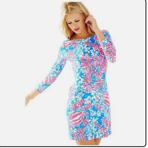 Lilly Pulitzer Sophia dress pop pop baby blue boat neck